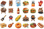 Watercolor Grill Party Clipart Bundl, an Illustration by Sublimation Artist (Thumbnail 2 of 6)