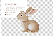 Watercolor Floral Bunny Clipart, an Illustration by MockupWizard (Thumbnail 4 of 5)