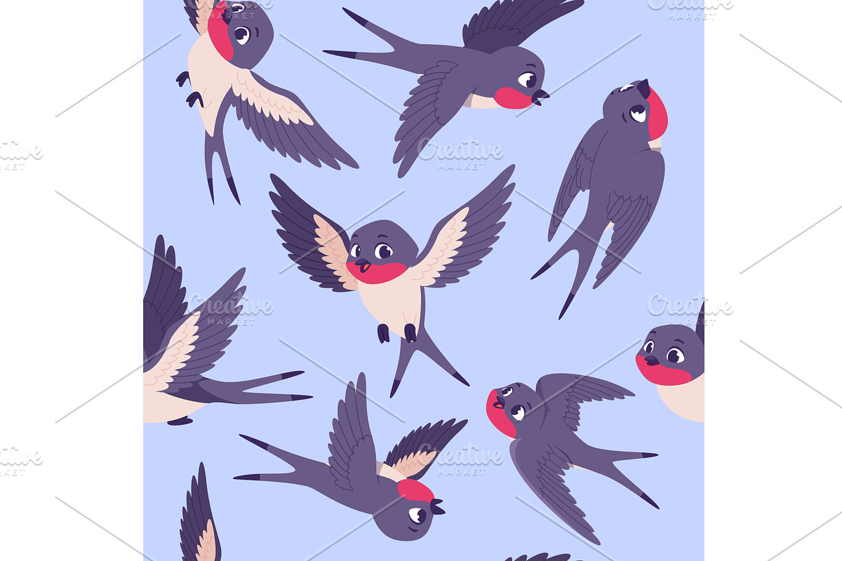 Bird swallow. seamless background, an Animal Illustration by Onyx