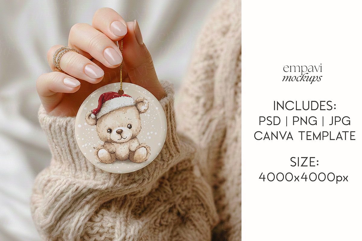 Christmas Ornament Mockup, a Merchandise Mockup by EmpaviMockups (Photo 3 of 6)
