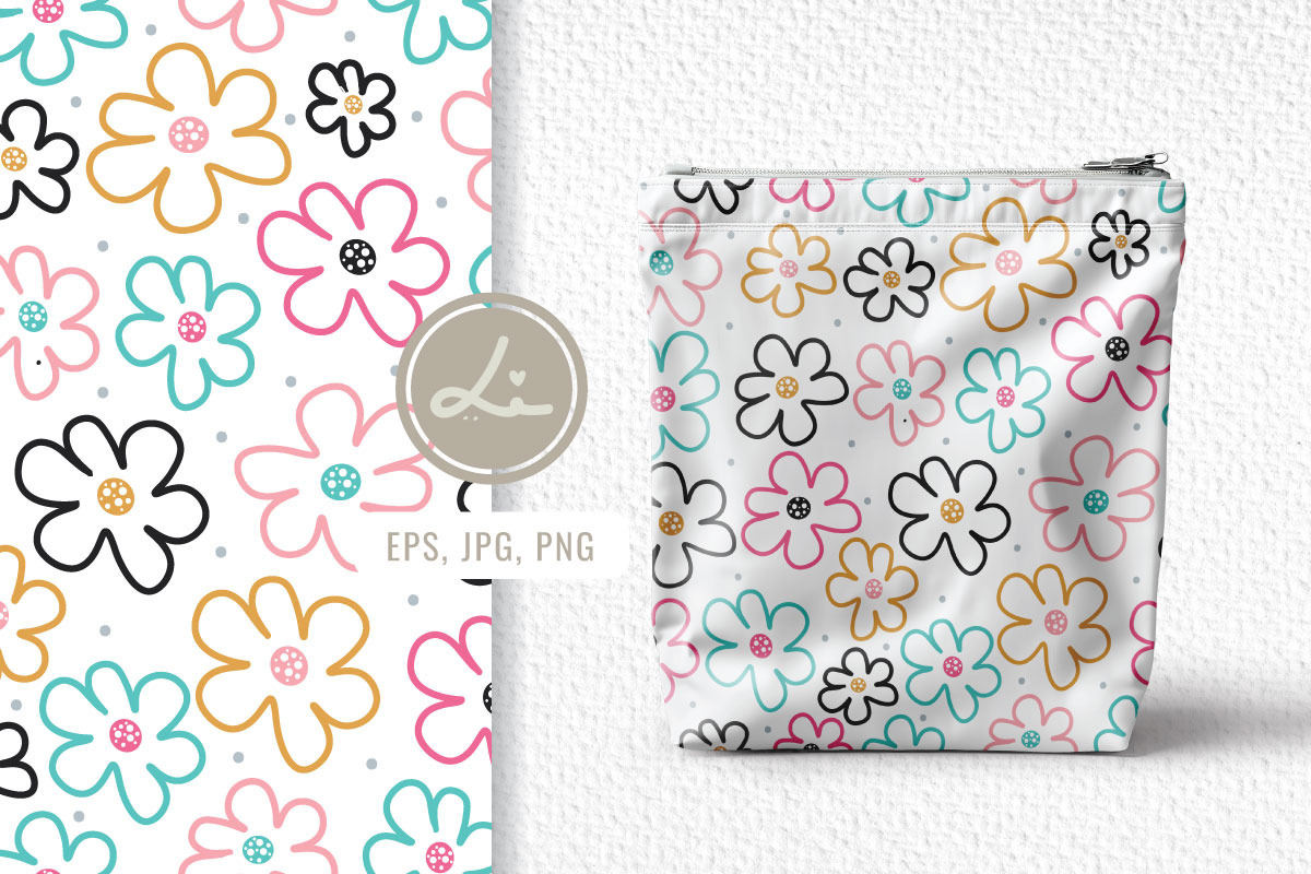 Cute Seamless Pattern Flower And Dot, a Pattern Graphic by lindoet23 (Photo 3 of 3)
