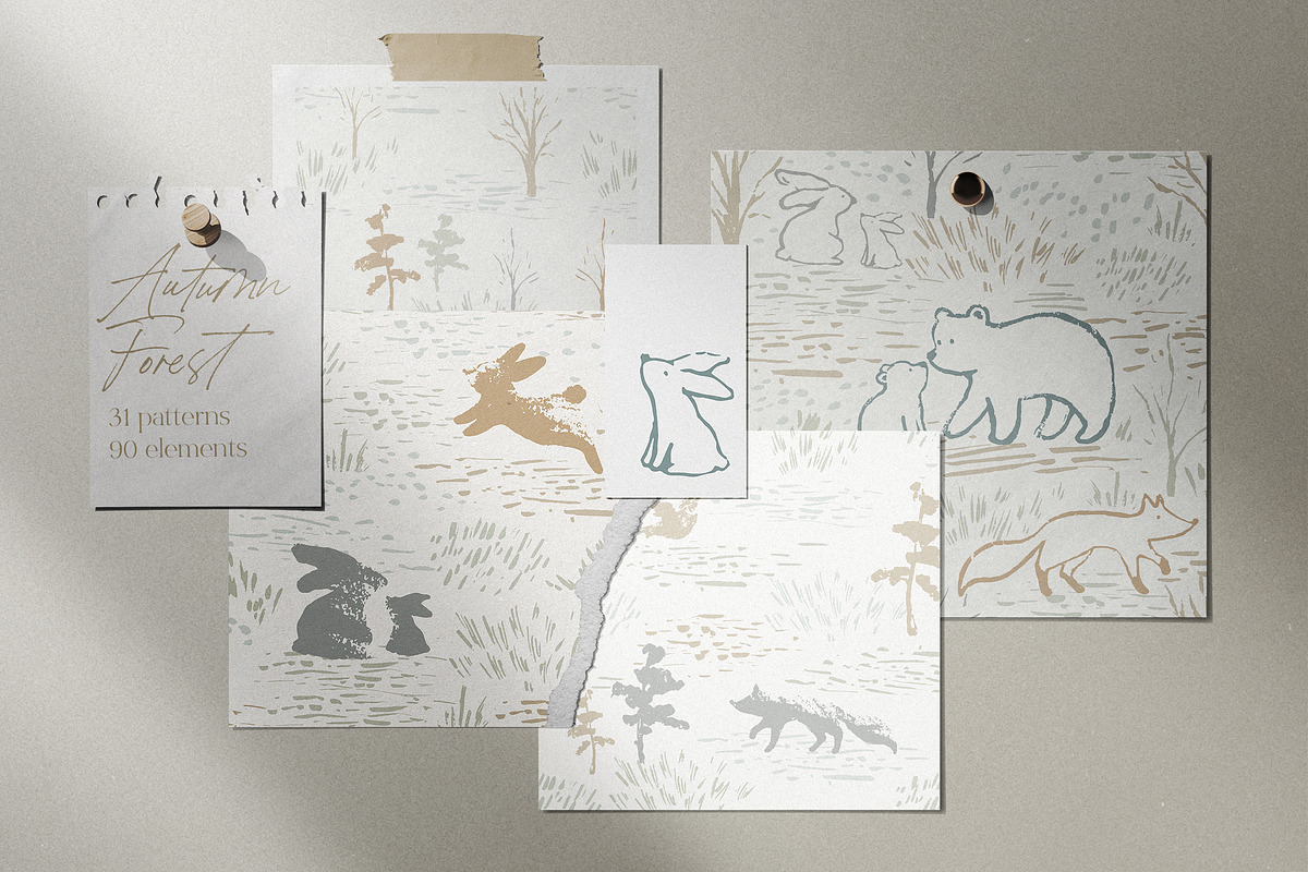 Autumn Forest Patterns and Elements, an Animal Illustration by MeadowFox (Photo 1 of 8)