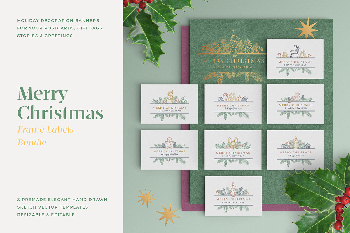 Gentle Christmas Frame Labels, a Branding & Logo Template by Createvil (Photo 1 of 12)