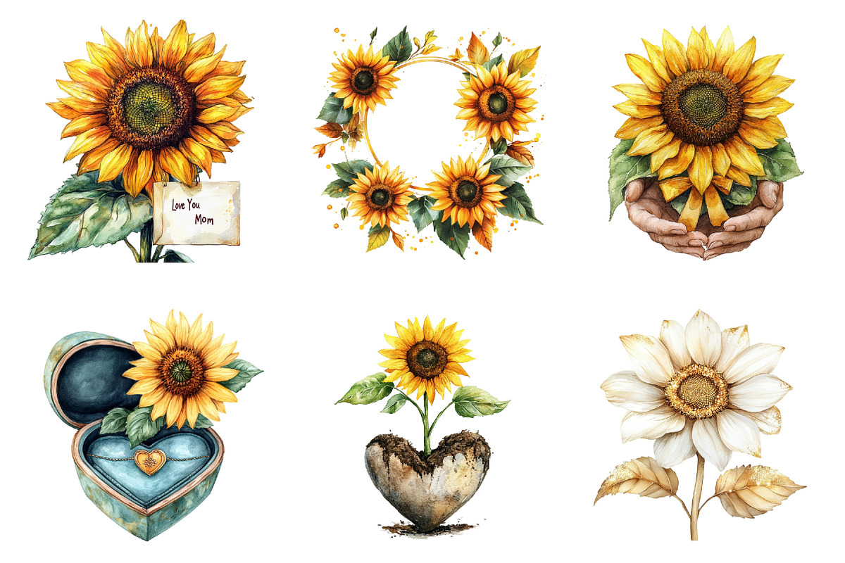 Sunflower Mother's Day Clipart, an Illustration by SinaCreation (Photo 3 of 5)