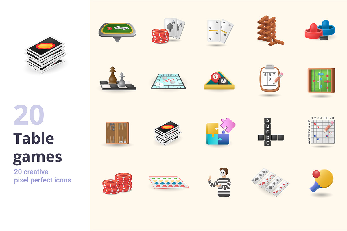 Table Games 3D Icons Set Bundle, an Object Graphic by Aimagenarium@gmail.com (Photo 1 of 21)