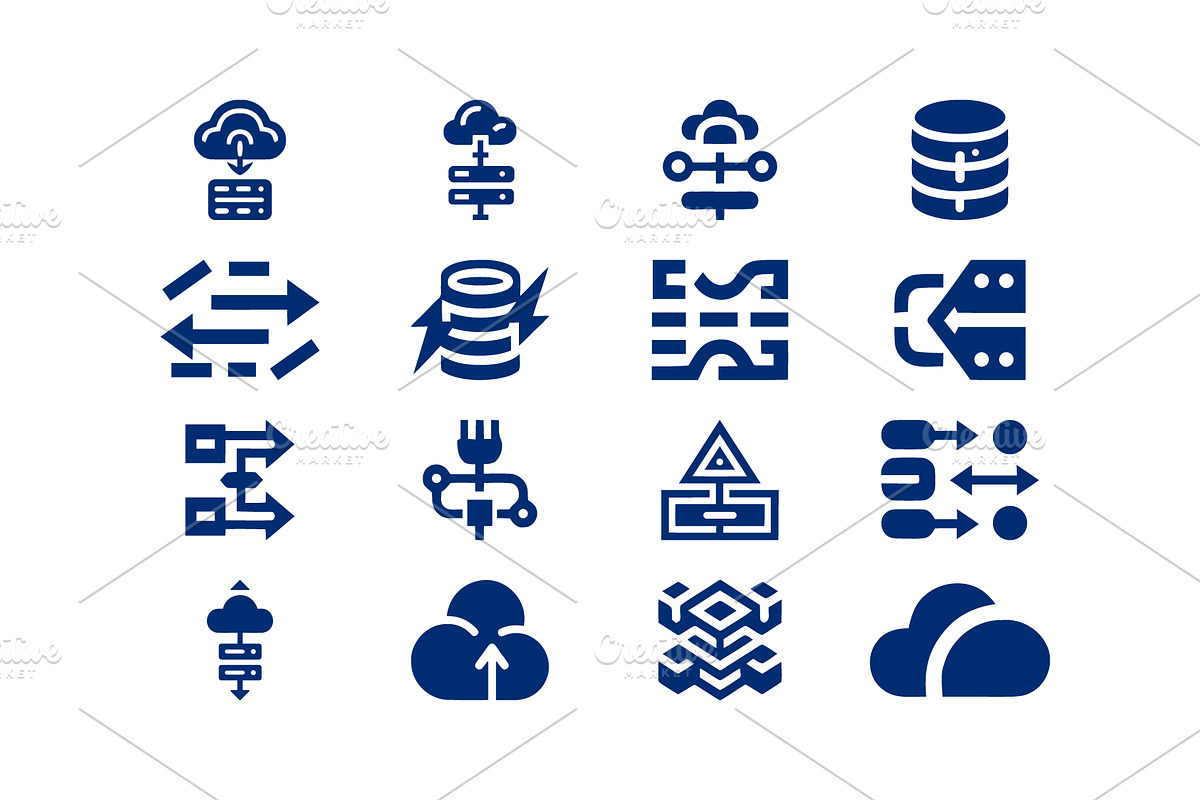 Tech Cloud Data Server Icons Bundle, a Solid Icon by Vectorium Studio (Photo 13 of 24)