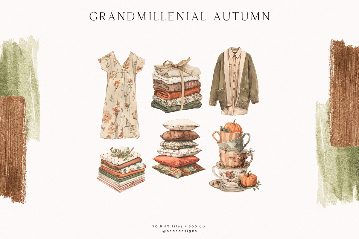 Grandmillenial Autumn Collection, a Seasonal Illustration by PeDe Designs (Photo 5 of 33)