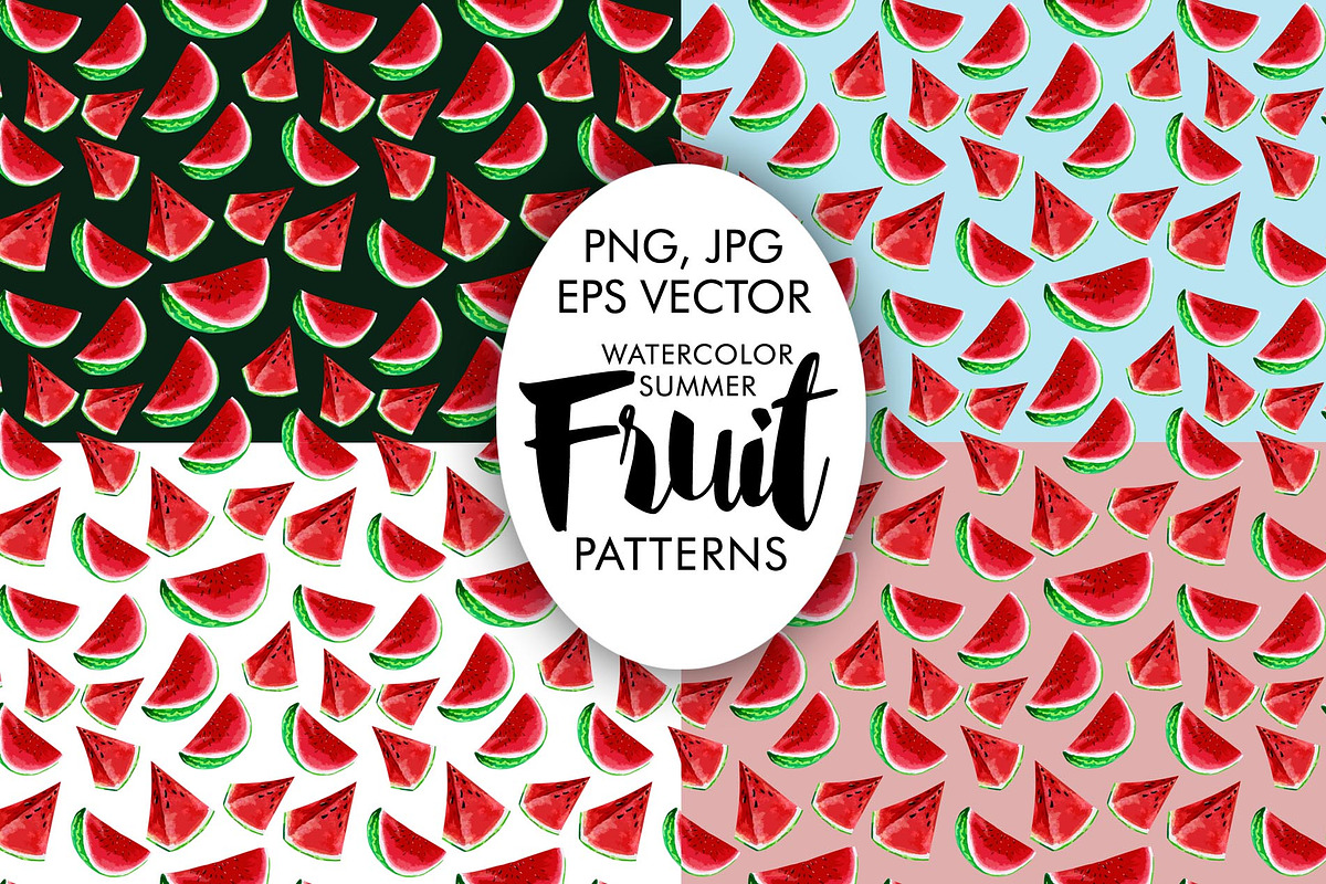 Watercolor Summer Patterns Fruits, a Pattern Graphic by Graphobia (Photo 3 of 7)