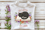 Life is Better,Cat And Books, an Illustration by DreamCafeArt (Thumbnail 6 of 6)