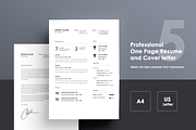 One page Resume CV + cover letter 5, a Resume Template by UX Design Mastery Shop (Thumbnail 1 of 4)