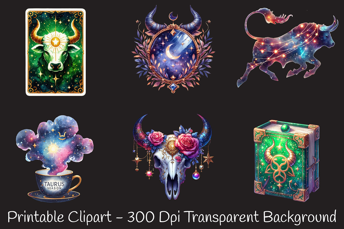 Celestial Taurus Season Art Pack, an Illustration by RobertsArt (Photo 4 of 7)