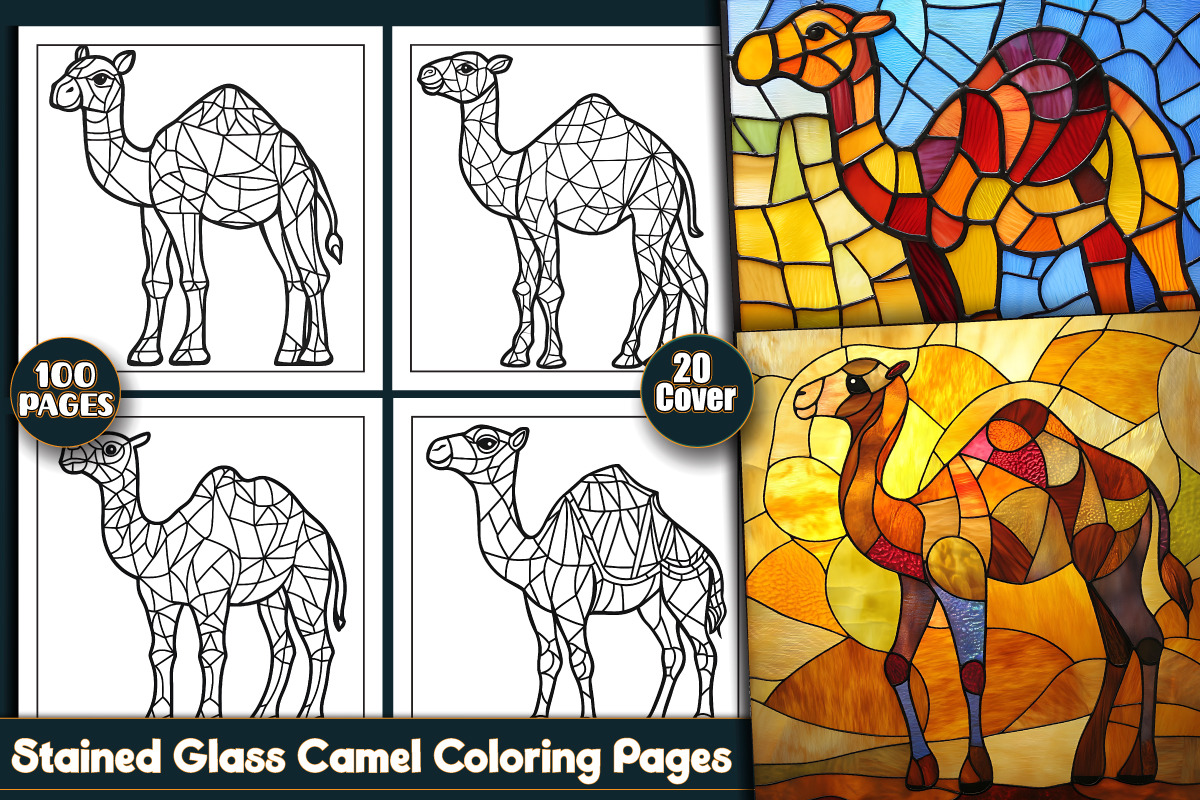 Stained Glass Camel Coloring Pages, an Object Illustration by protabsorkar11 (Photo 1 of 6)
