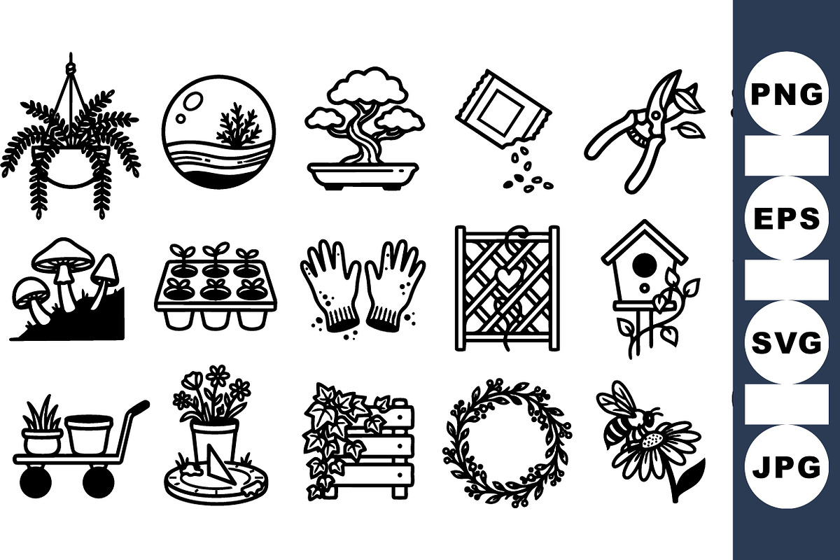 Hand Drawn Garden Icons Set, an Illustration by designvectx (Photo 1 of 3)
