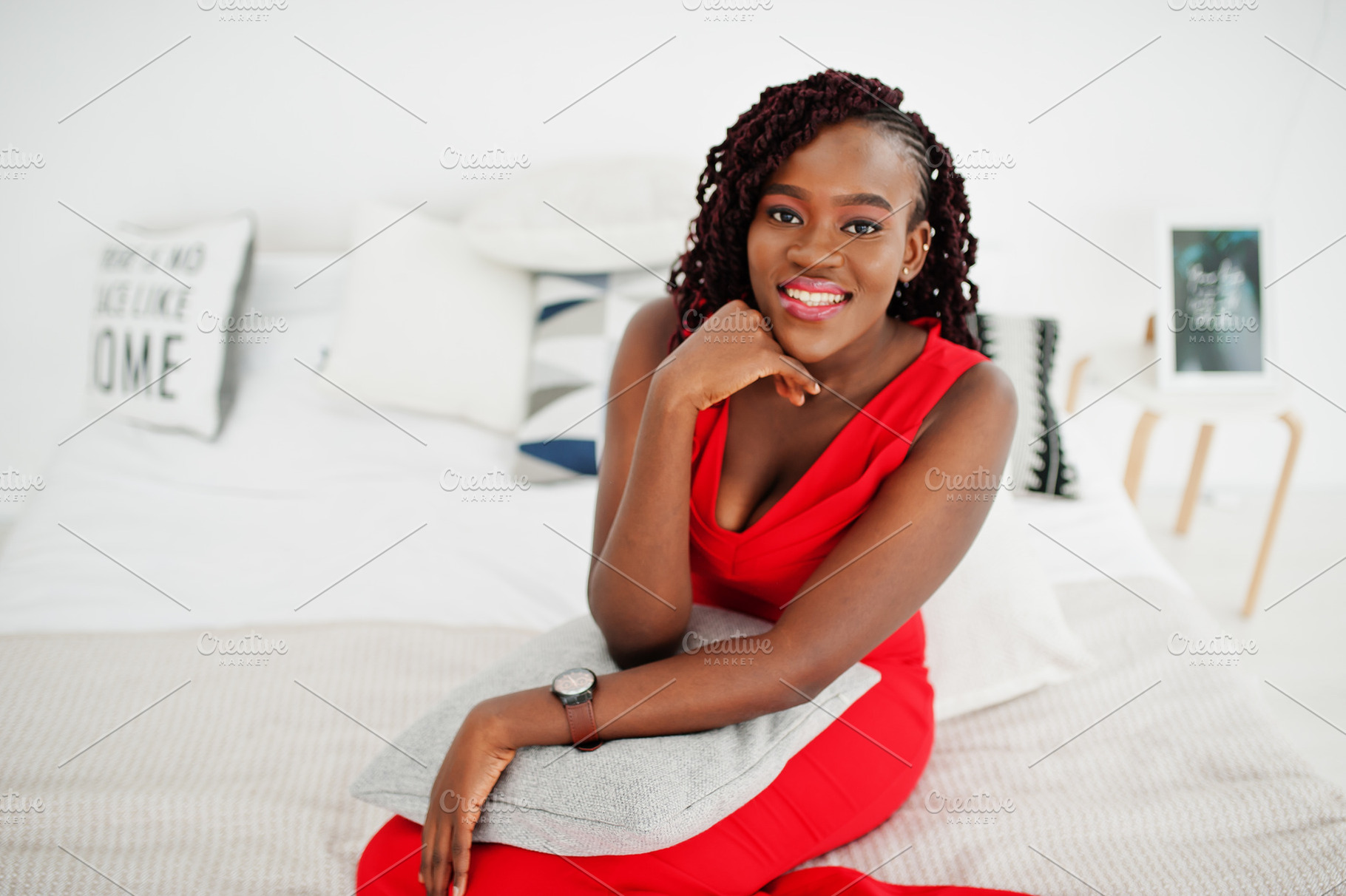 Magnificent young african woman in luxurious red dress in a luxu, a Beauty & Fashion Photo by AS photostudio