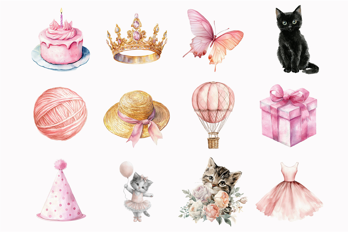 Watercolor Kitten Clipart, a Seasonal Illustration by Design Market (Photo 4 of 5)