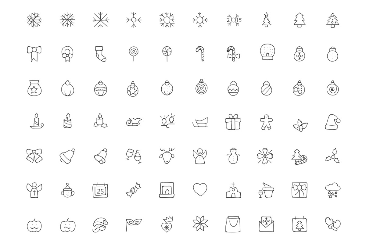 100 Christmas Hand Drawn Icons, an Outline Icon by Creative Stall (Photo 2 of 3)