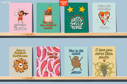 US A2 CARDS ON SHELVES MOCKUPS, a Merchandise Mockup by MCKP*ME
