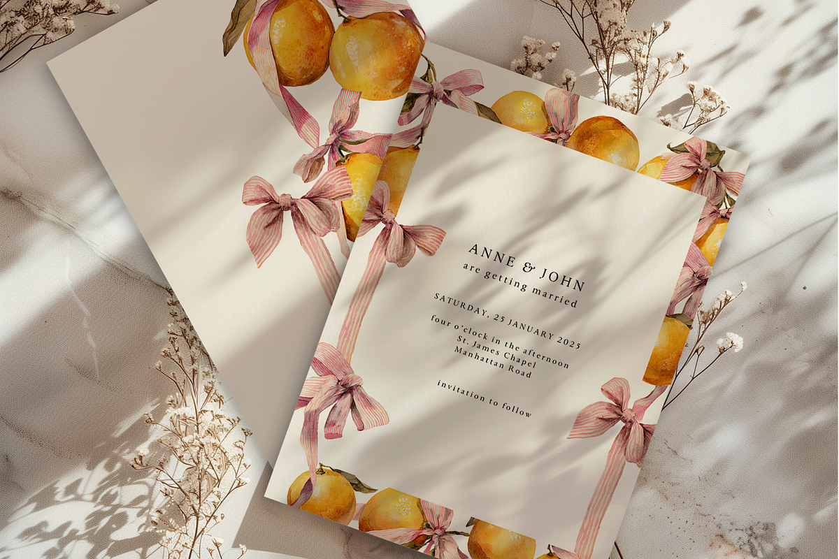 Watercolor Oranges and Bows, a Decorative Illustration by ThaismotaCreativeCo (Photo 2 of 10)