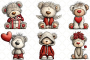 Whimsical Valentine Teddy Clipart, an Illustration by Black Bird Studio (Thumbnail 3 of 6)