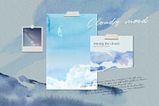 Among the Clouds watercolor set, a Wallpaper Graphic by Volha Studio (Thumbnail 4 of 12)