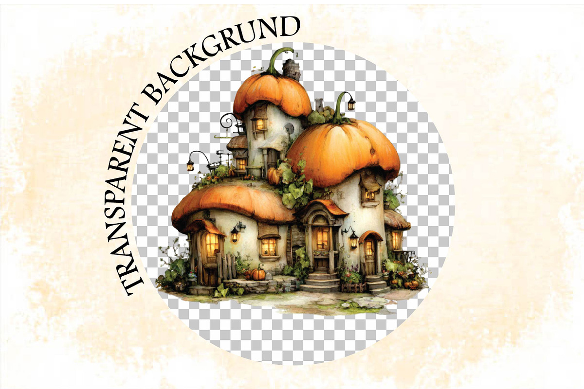 Watercolor Pumpkin Houses Clipart, an Illustration by SVGArt (Photo 9 of 9)