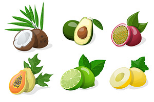 Set of exotic fruit