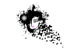 Abstract girl face of blots with, a Person Illustration by Nenahliadava Design