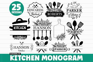 Kitchen Monogram SVG Bundle