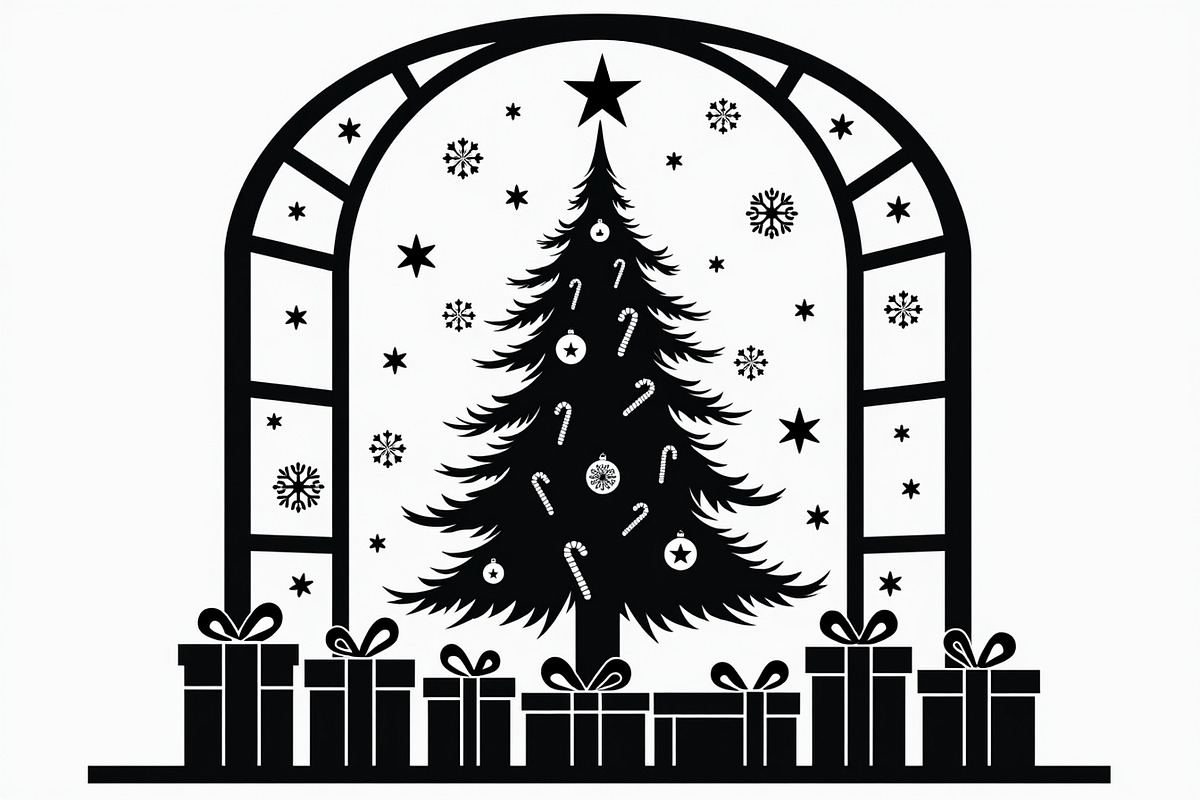 Festive Christmas Tree Silhouette Se, an Illustration by BIPLOB EXPERT (Photo 4 of 20)