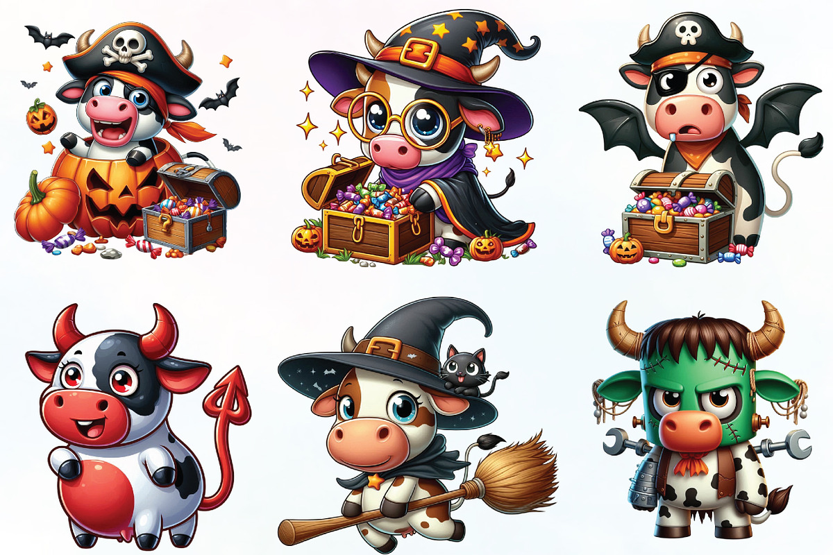 Funny Cow Halloween PNG Clipart, an Illustration by CraftArtStudio (Photo 3 of 6)