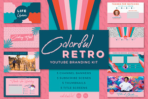 Youtube: Colorful Retro Branding Kit, a Social Media Template by Liseno Designs