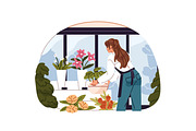 Florists with flowers, bouquets set, a Person Illustration by PaperTrident (Thumbnail 2 of 7)