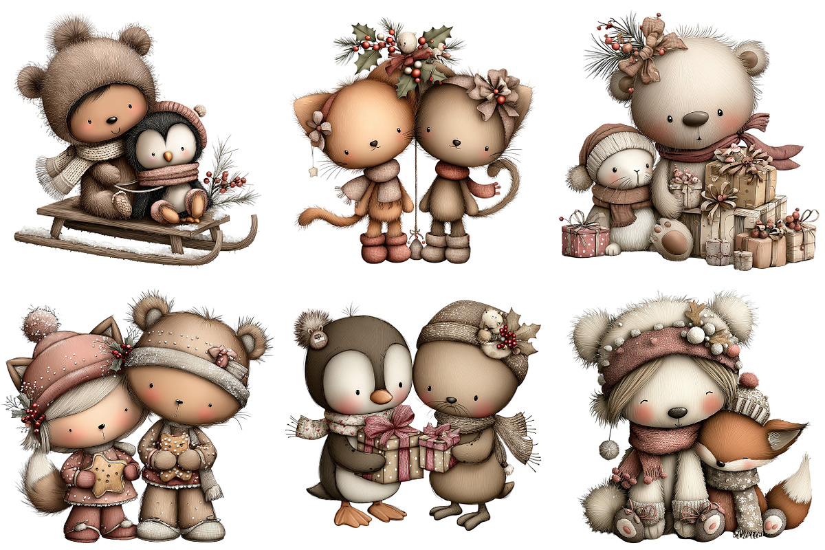 Whimsical Christmas Animal Friends, an Illustration by Craft Nest (Photo 3 of 9)