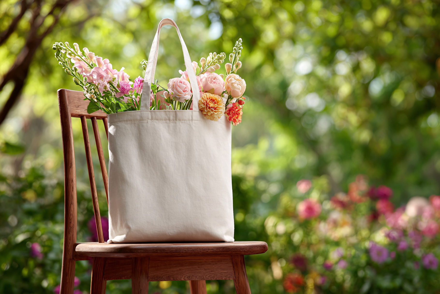 Canvas Tote Bag in Garden Setting, a Beauty & Fashion Photo by shahsoft