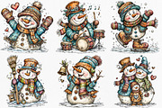 Christmas Snowman Clipart Bundle, an Illustration by Canvas Craft (Thumbnail 3 of 7)