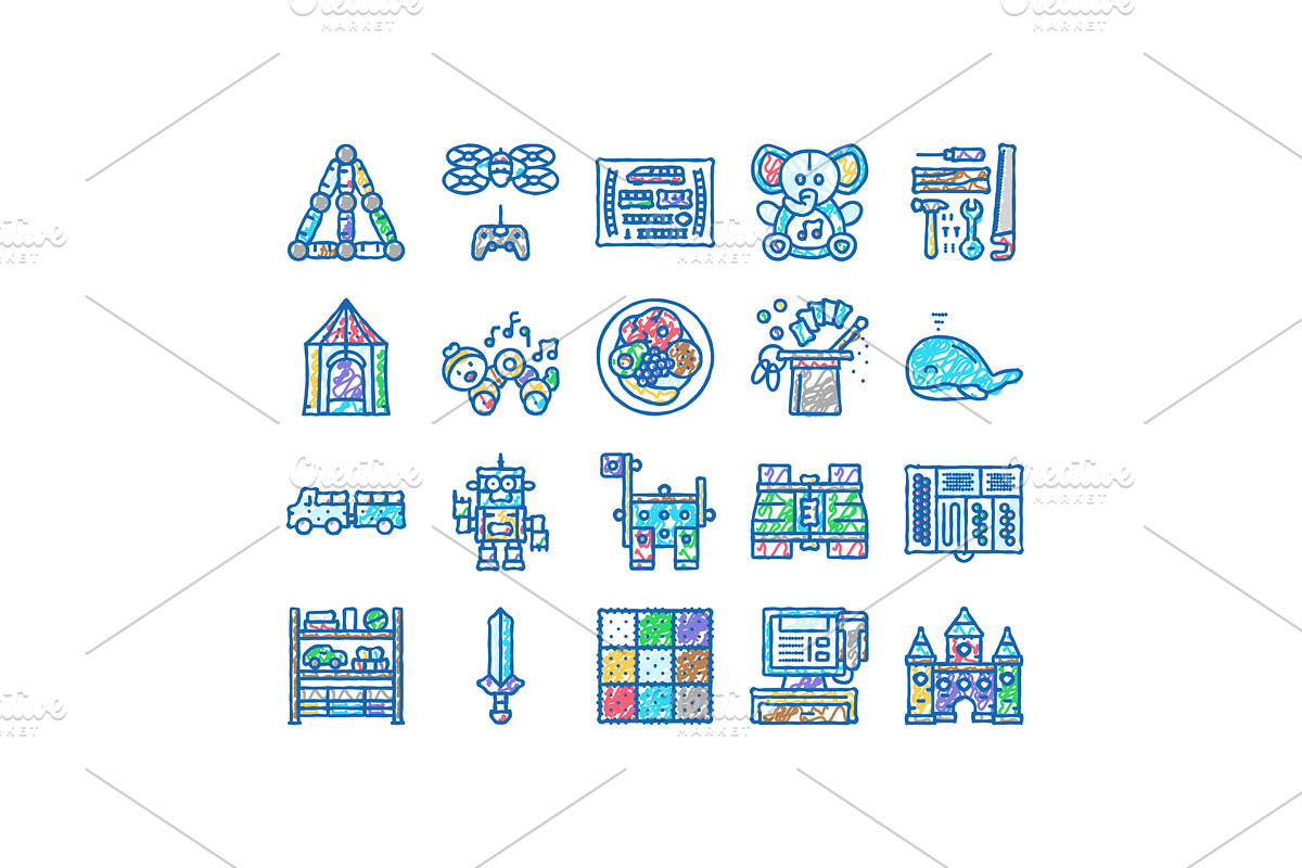 toy baby child kid play icons hand, an Object Illustration by pikepicture