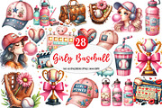 Retro Girly Baseball png Clipart, an Illustration by Watercolor design (Thumbnail 1 of 4)