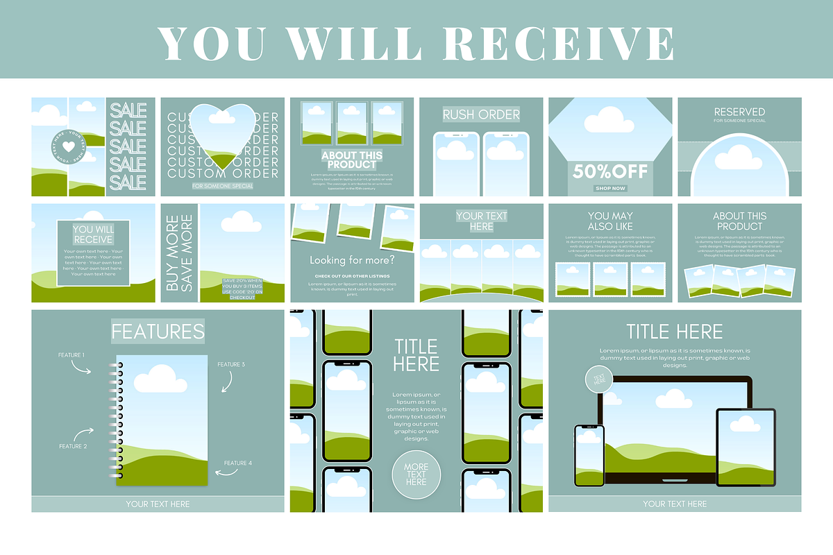 Green Etsy Listing Templates, a Branding & Logo Template by SunshineStudioBoutique (Photo 3 of 7)