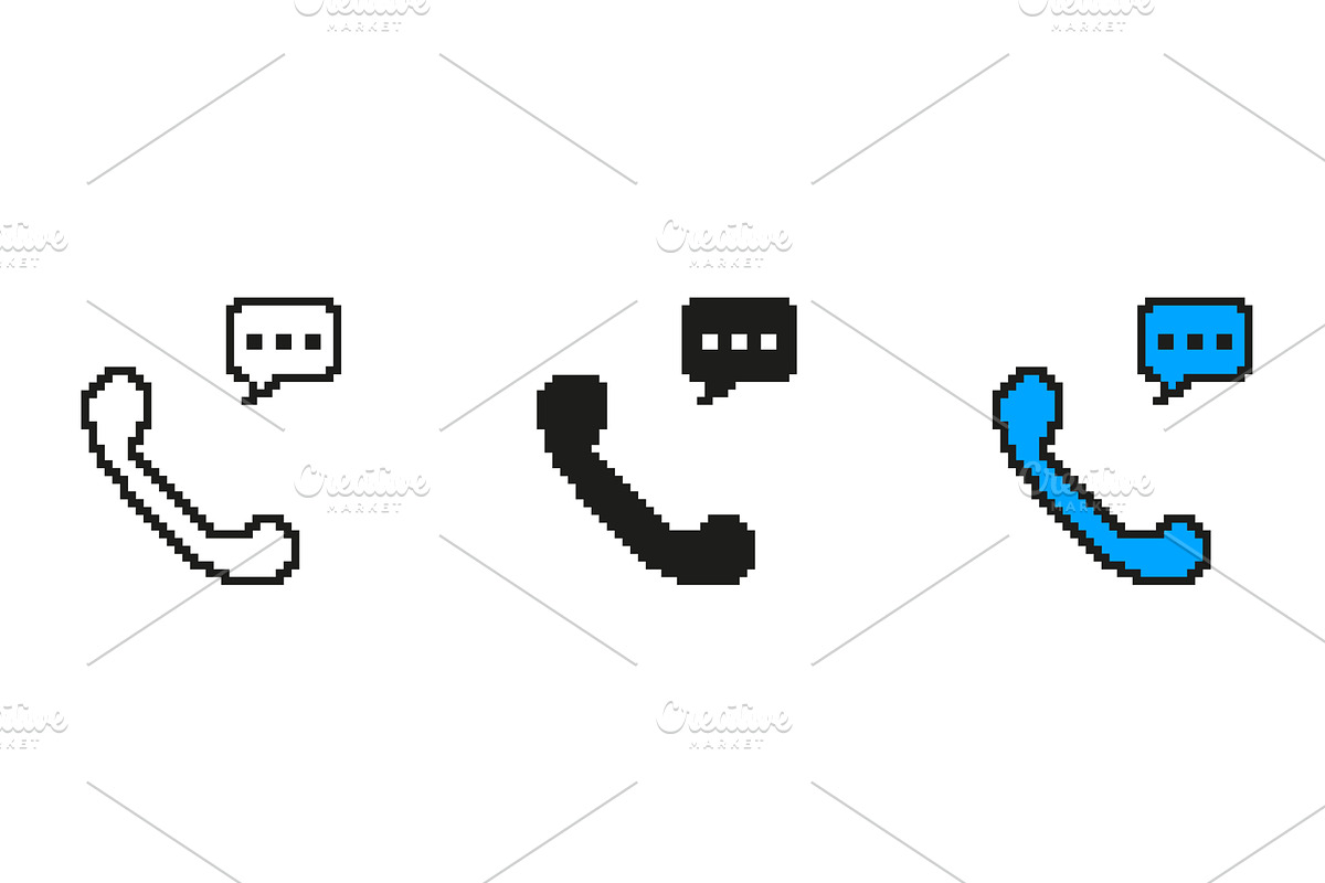 Pixelated Phone Receiver Icons, an Object Illustration by Gentle Studio