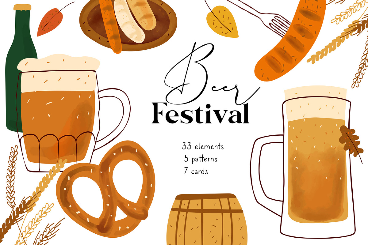Beer Festival Clipart collection, a Food Illustration by ViktoriaLapshyna (Photo 1 of 6)