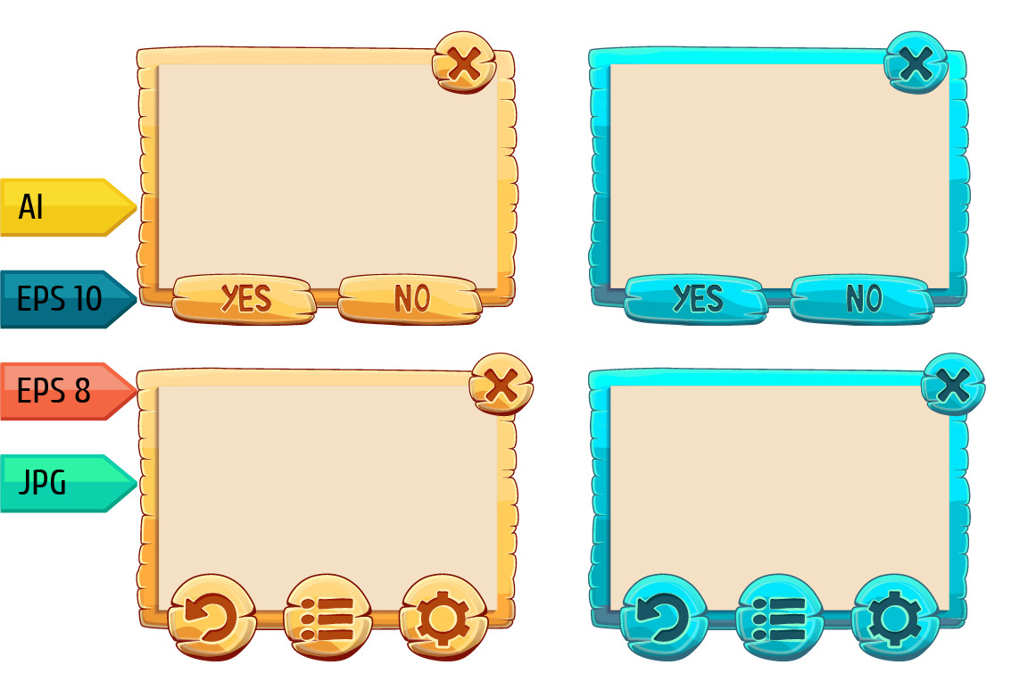 Vector game windows yellow and blue., a Templates & Theme by julia ...