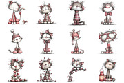 Whimsical Christmas Cat Clipart, an Illustration by CraftArtStudio (Thumbnail 3 of 6)