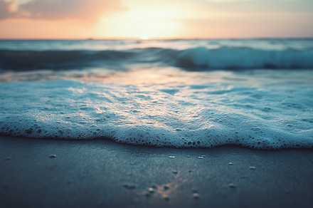 Sunrise over the ocean waves, a Nature Photo by MistyDay