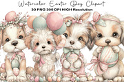 Watercolor Easter Dog Clipart, an Illustration by Black Bird Studio (Thumbnail 1 of 5)