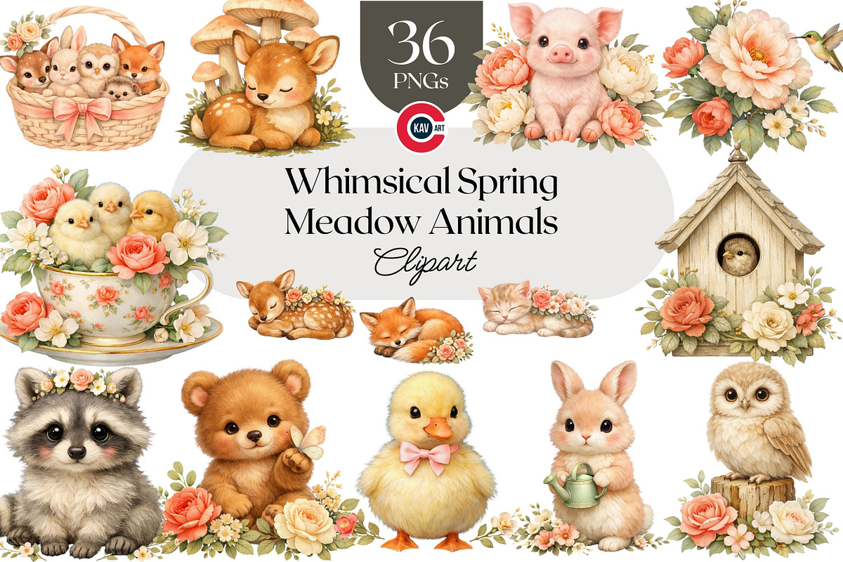 Spring Meadow Animals Clipart, an Animal Illustration by C-Kav (Photo 1 of 14)