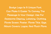 Bodyx Lego - Modern Unique Font, a Sans Serif Font by Viswal Studio (Thumbnail 2 of 7)