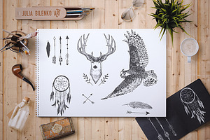 Set of hipster vintage illustration