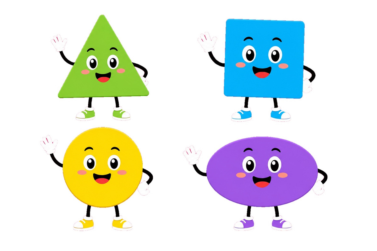 Cute geometric shape characters set, an Object Illustration by ZinetroN (Photo 1 of 3)