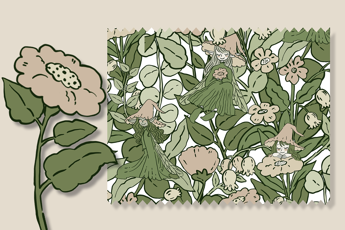 Green Camouflage Fairies Pattern, a Pattern Graphic by Lady Bruniere Design (Photo 2 of 14)