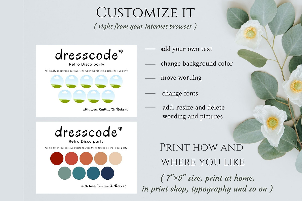 Disco Retro party dresscode card, a Card Template by EvaTemplates (Photo 2 of 5)